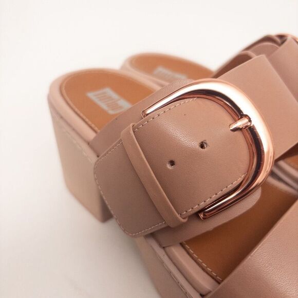 FITFLOP Pilar Leather Platform Slides Beige Size 6 - Picture 5 of 10